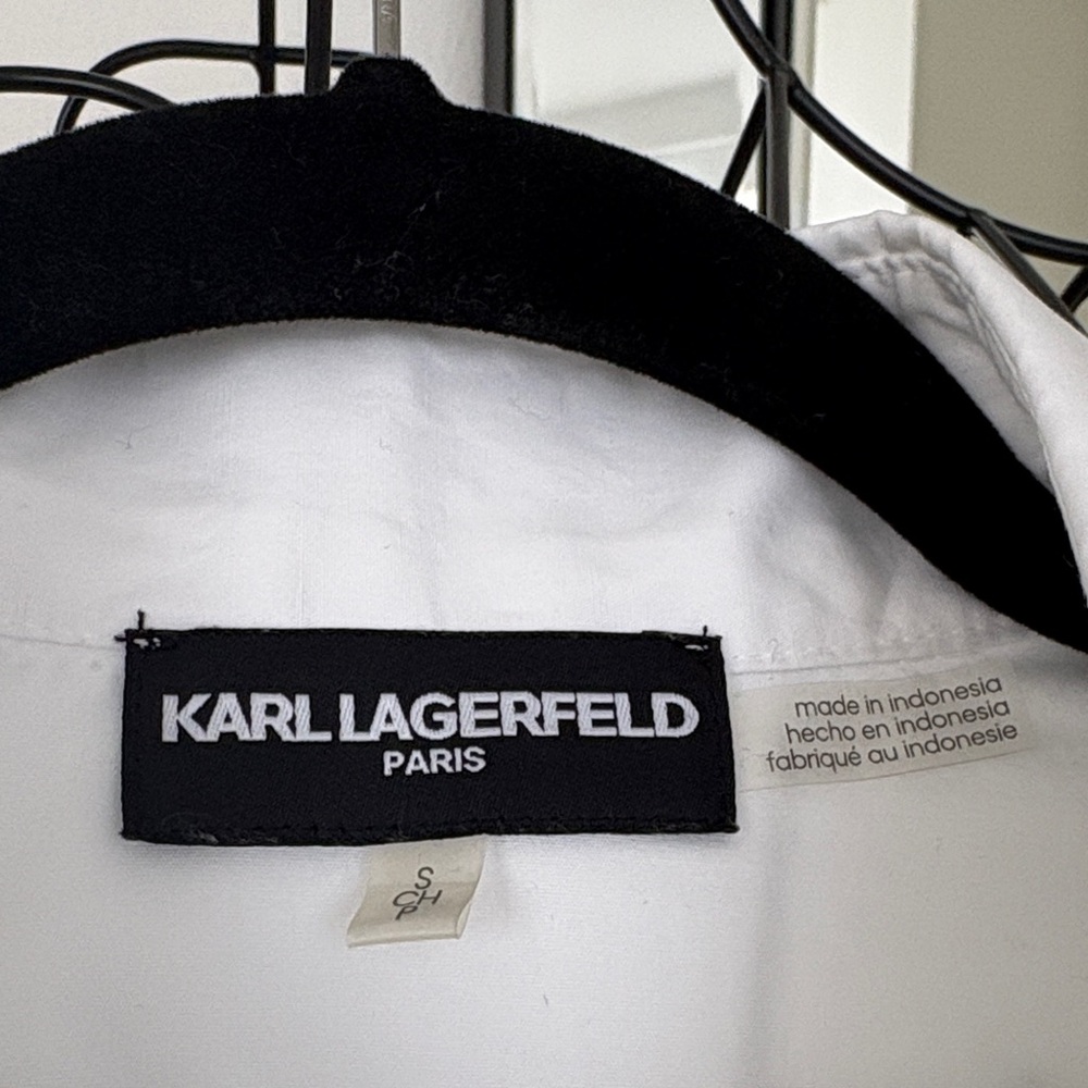Karl Lagerfeld White Shirt with Rhinestone Accents - Picture 3 of 6